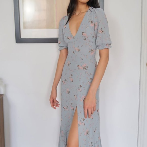 Reformation Nantes Dress 0 Avignon (blue pink floral print) - Picture 2 of 4